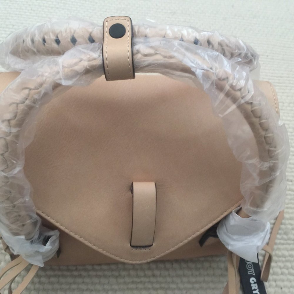 Joy Gryson Belted Strap Whipstitch Natural Nyla Satchel Bag - Picture 4 of 9